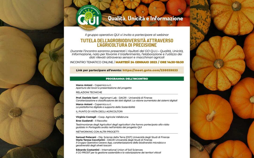 WEBINAR / Tutela dell’agrobiodiversità attraverso l’agricoltura di precisione, 24 gennaio 2023
