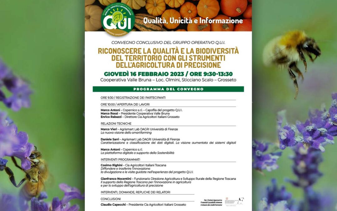 Agricoltura di precisione. Riconoscere la qualità e la biodiversità del territorio, convegno il 16 febbraio 2023